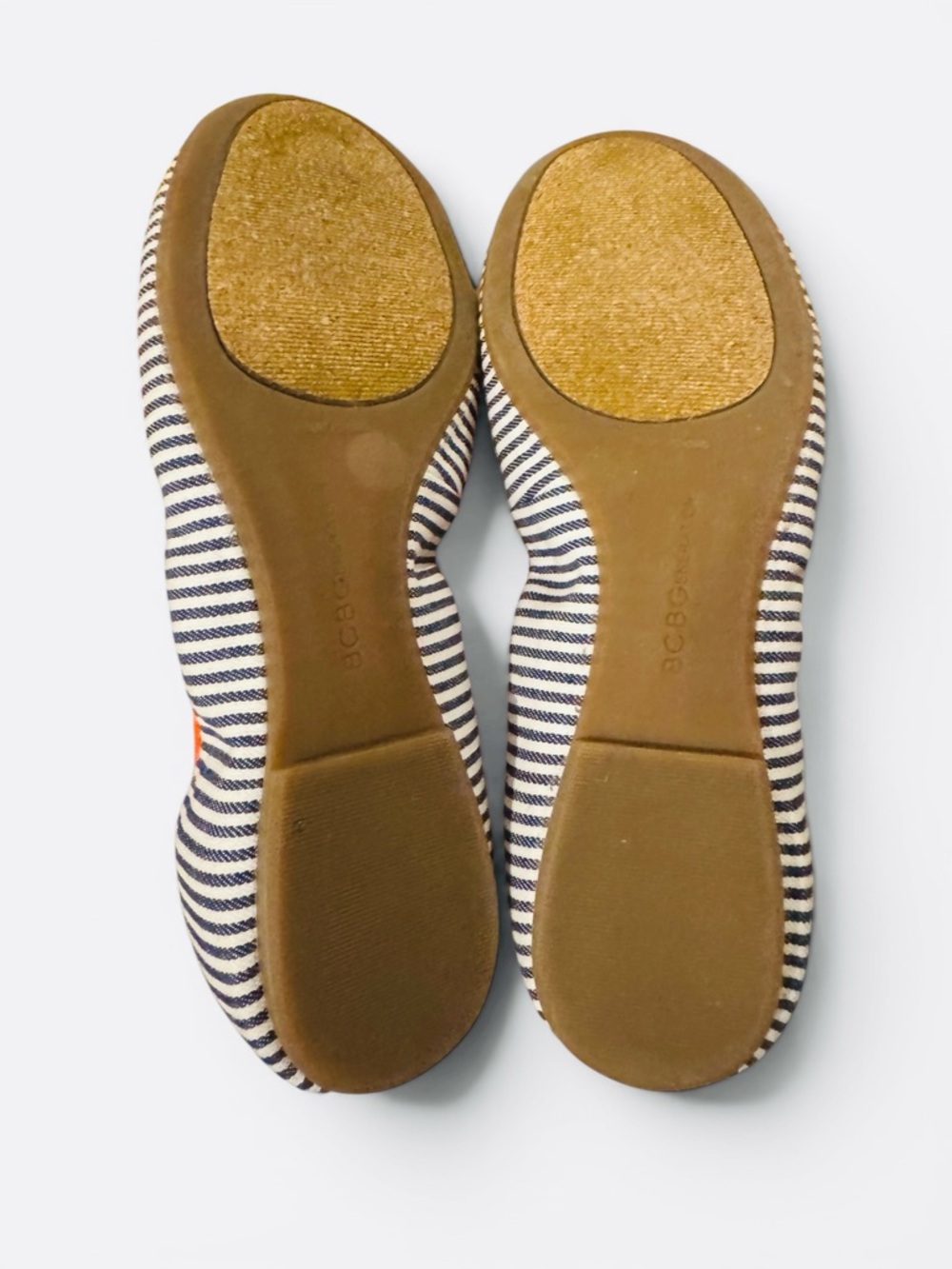 BCBGeneration Moneli-X Navy/White/Tangerine Striped Ballet Flat - Picture 9 of 11